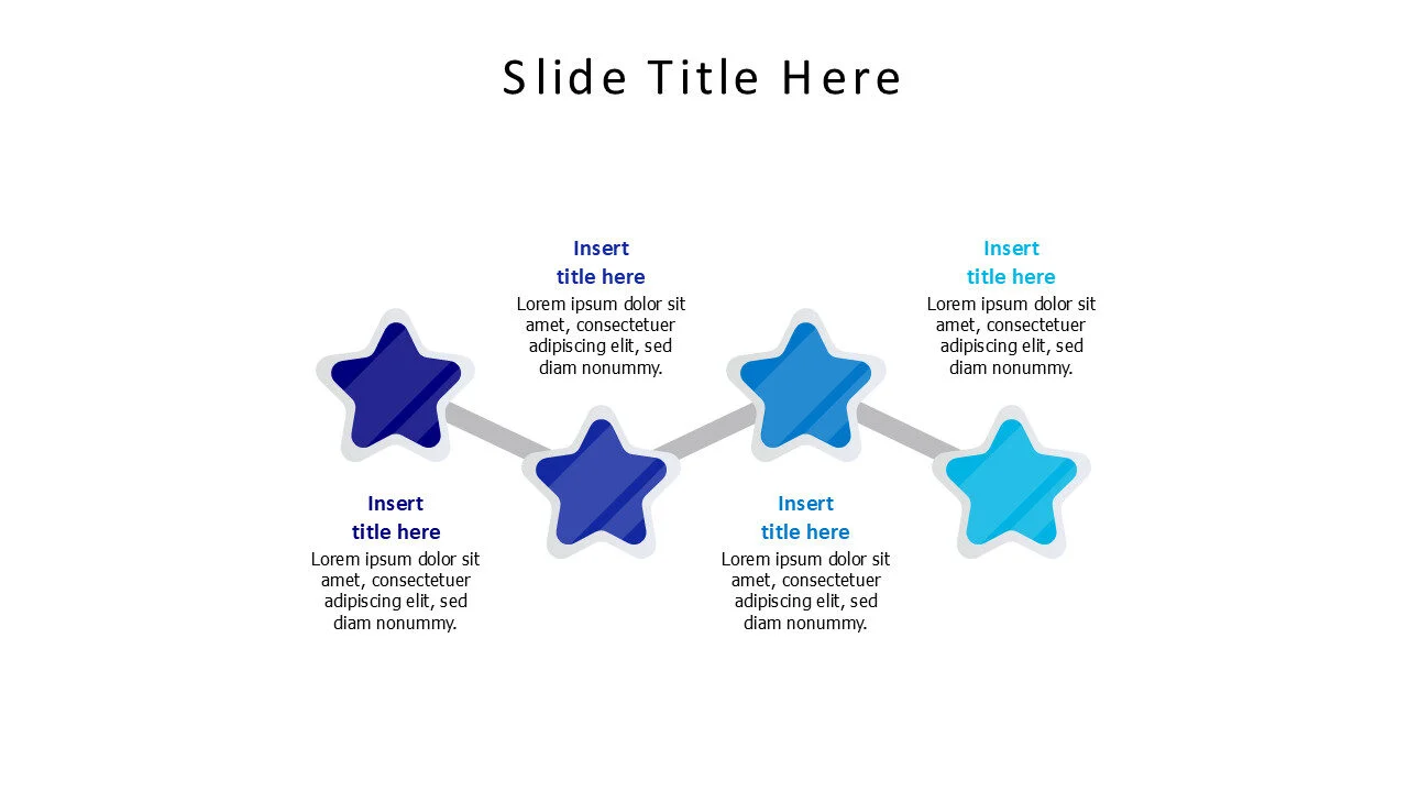 4 points connected colored stars infographic