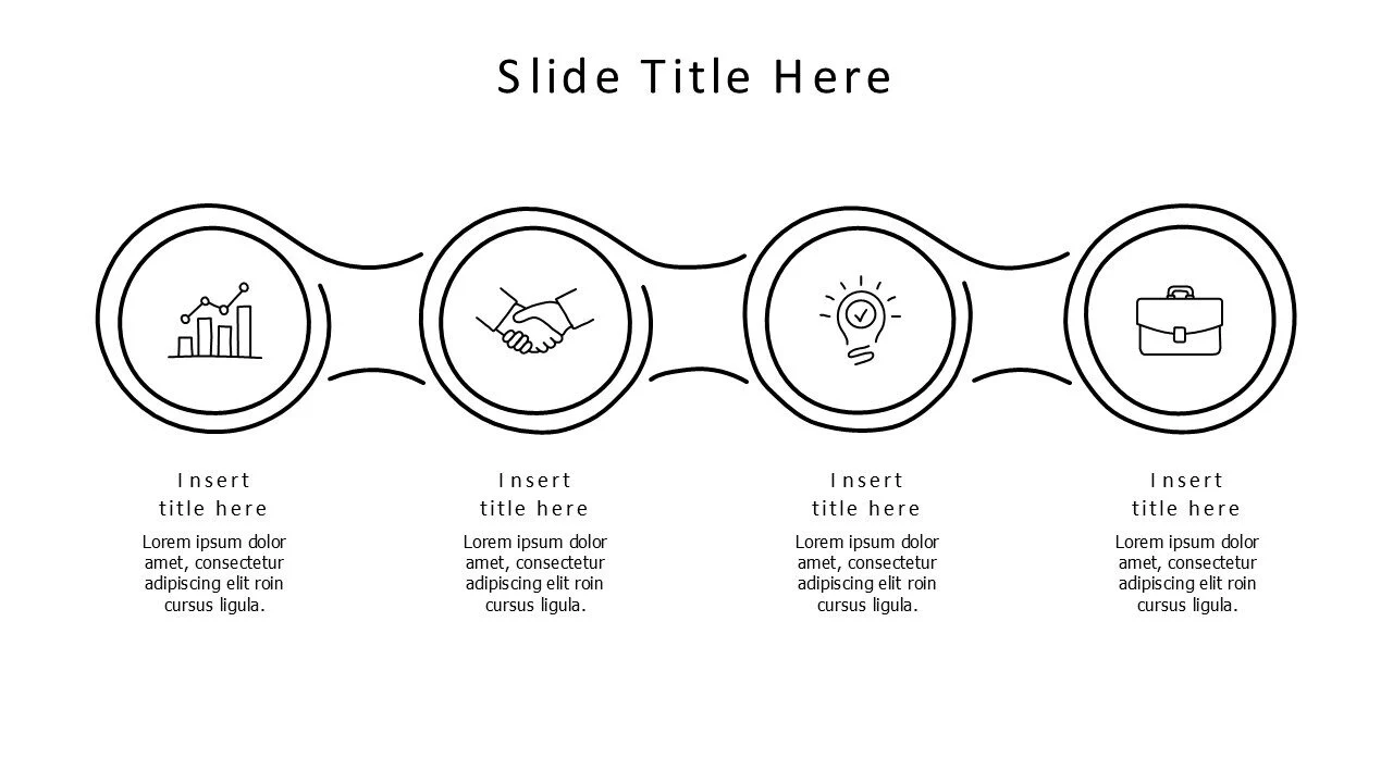 4 points connected doodle circles infographic