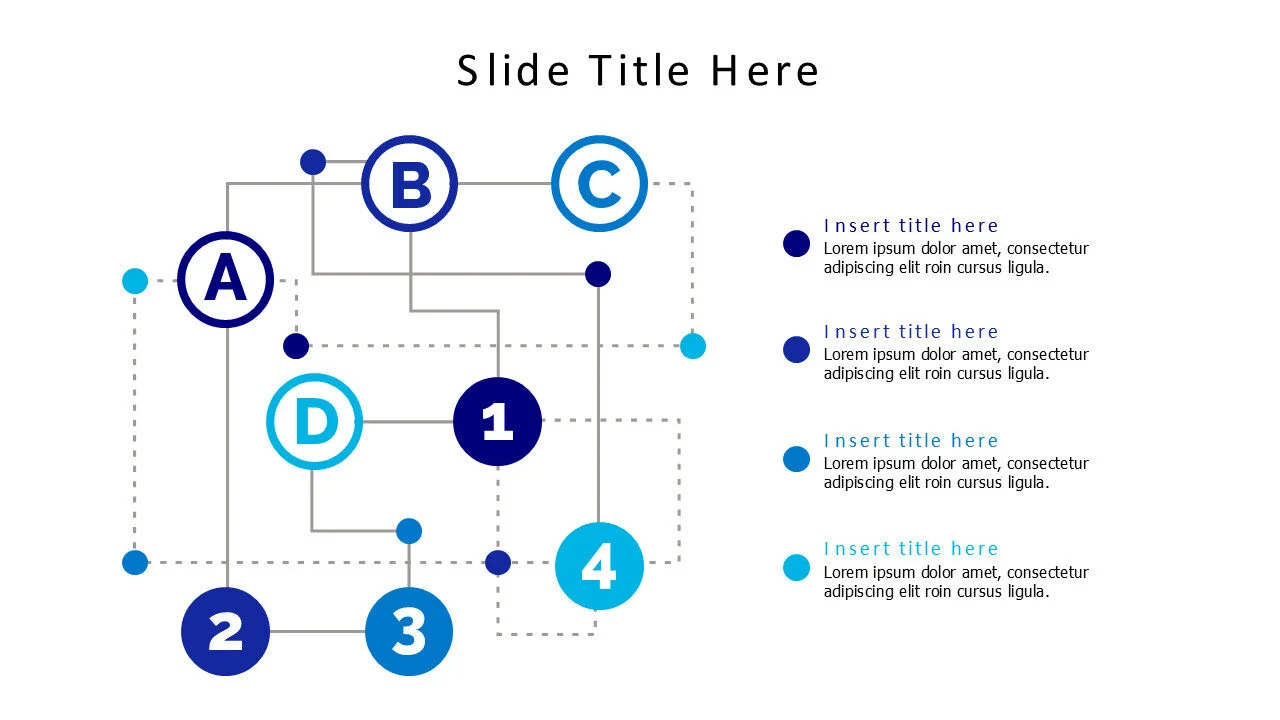 4 points connected numbers and letters infographic