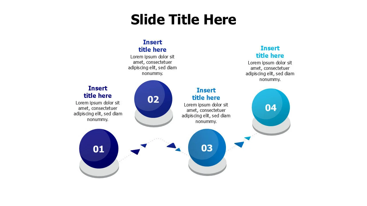4 points continuous flying balls infographic