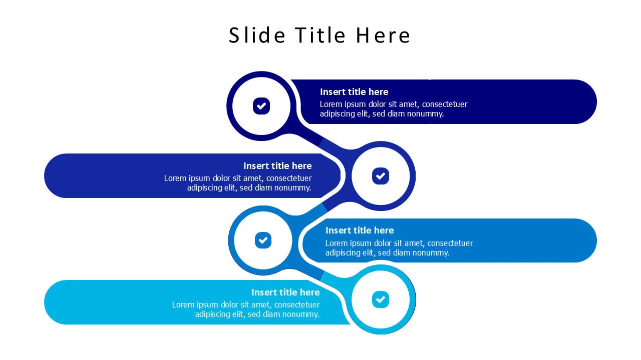 4 points continuous stripes with circles infographic