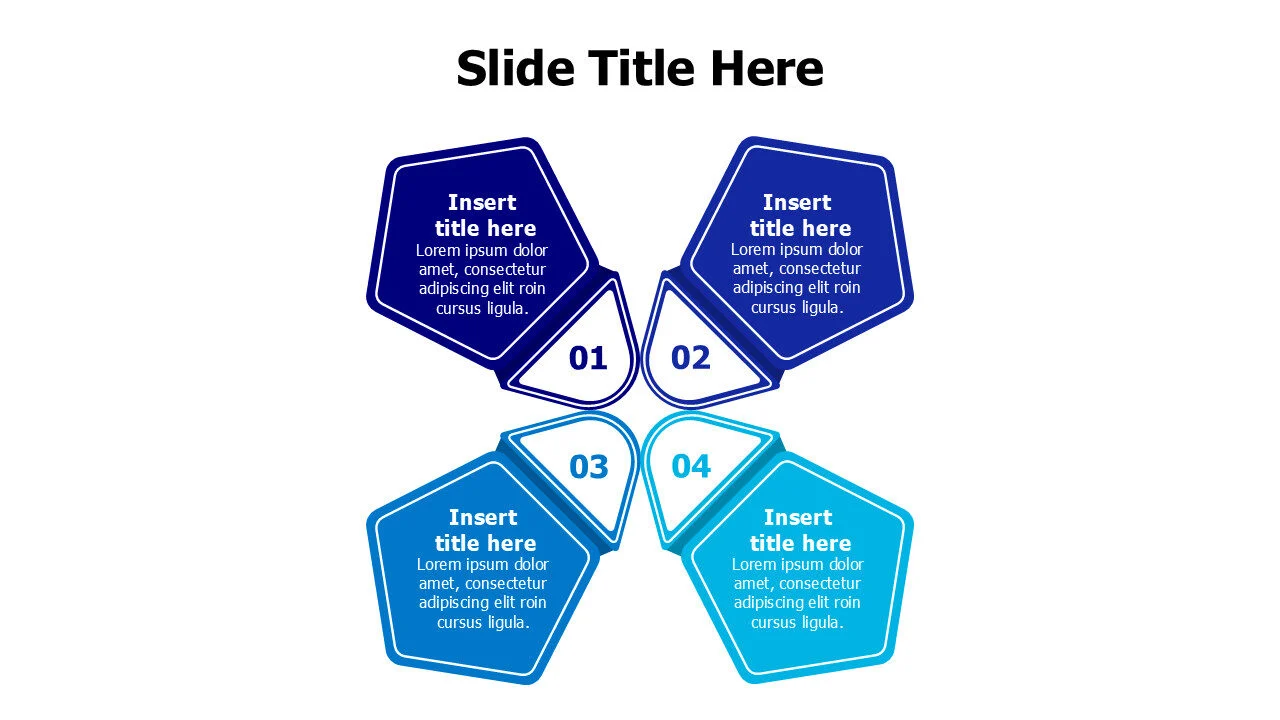 4 points cross 3D shapes infographic