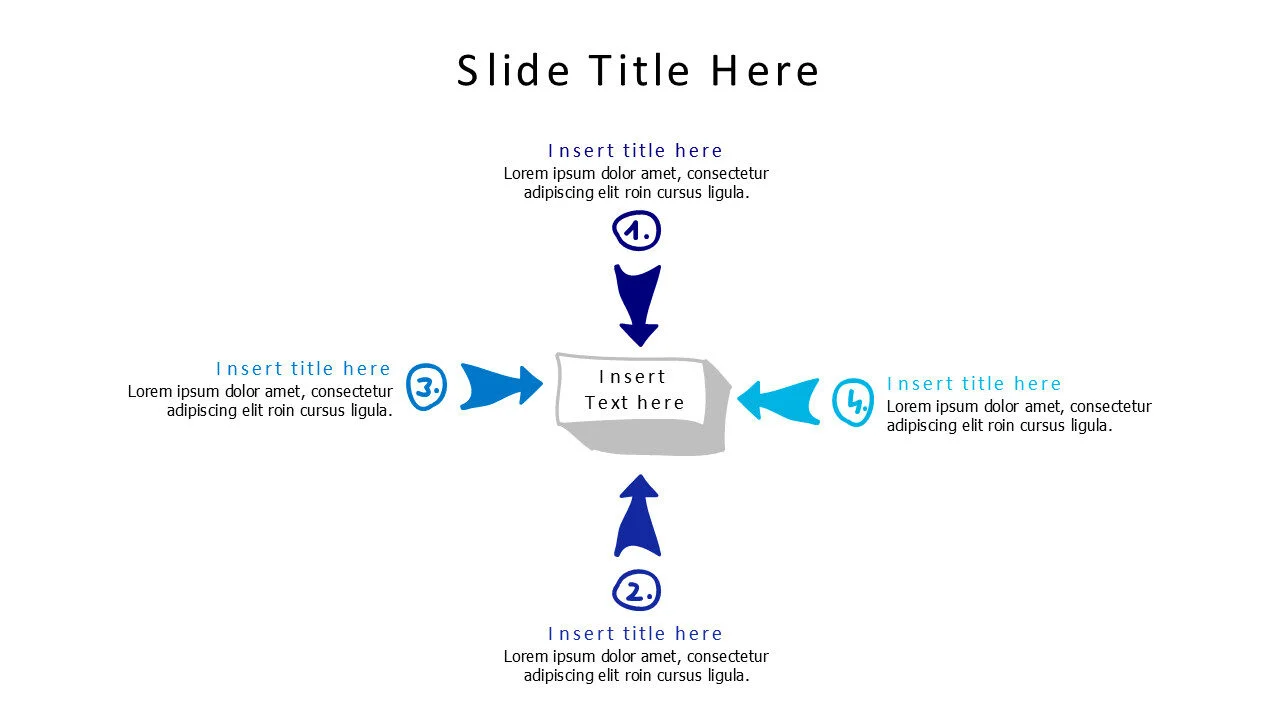 4 points cross doodle arrows infographic