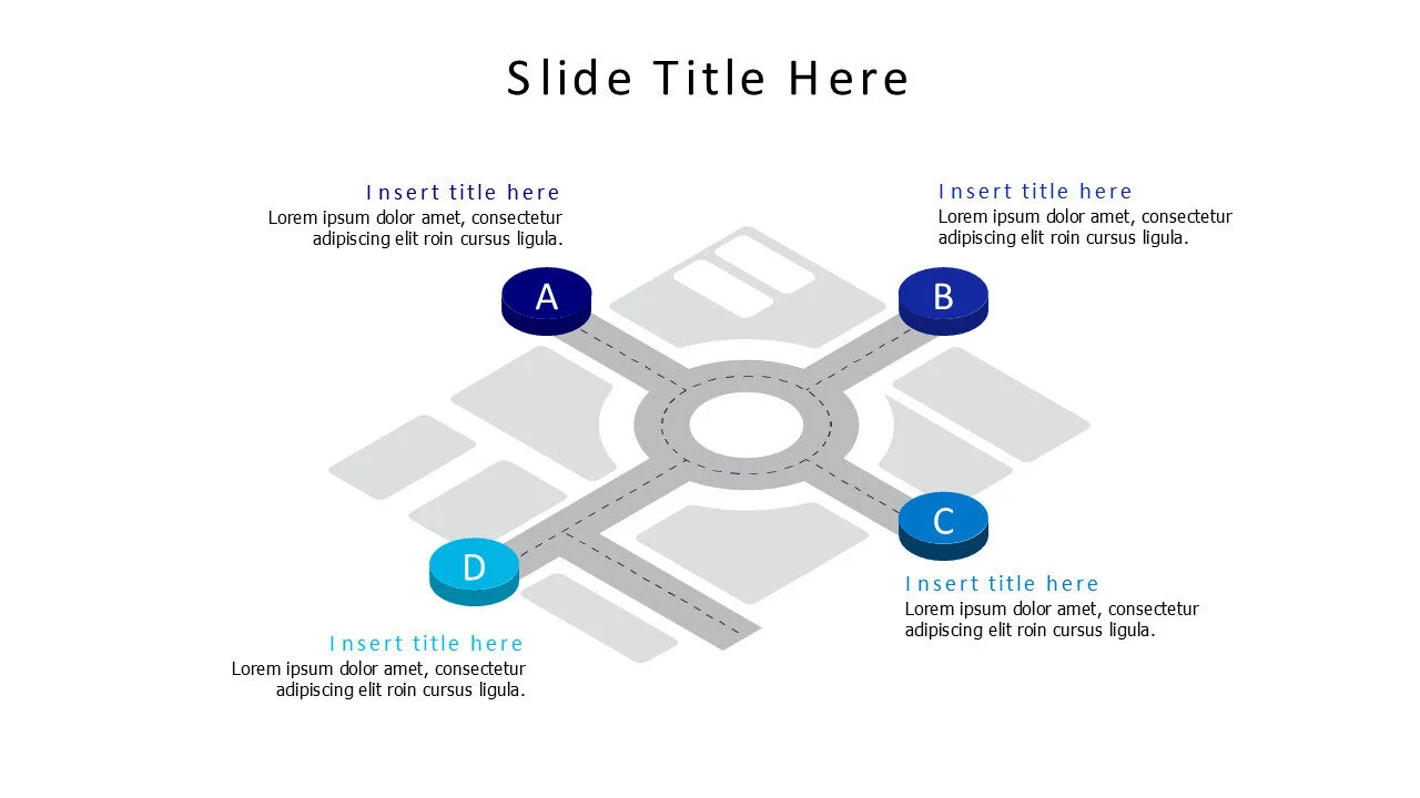 4 points cross road map infographic