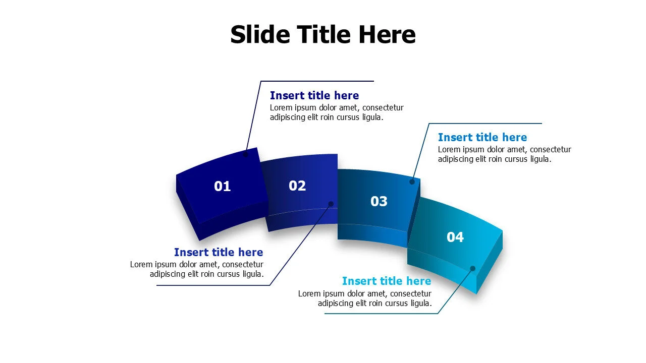 4 points curved 3D stair steps infographic