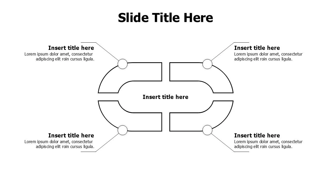 4 points curved corners doodle shape infographic