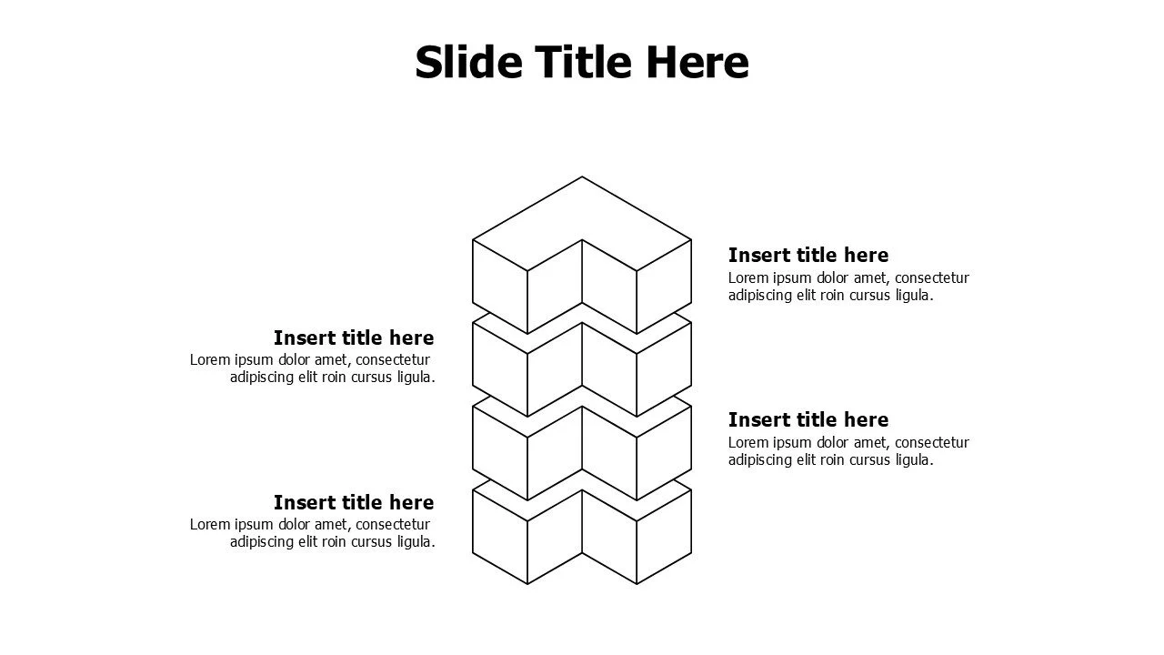 4 points divided angled column infographic