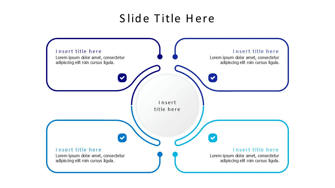 4 points divided colored outline infographic