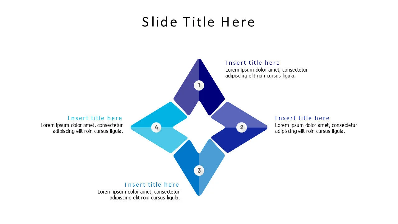 4 points divided colored star infographic with icons