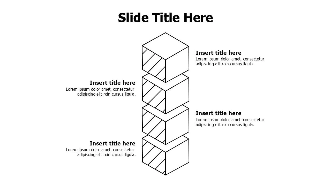 4 points divided cube column infographic