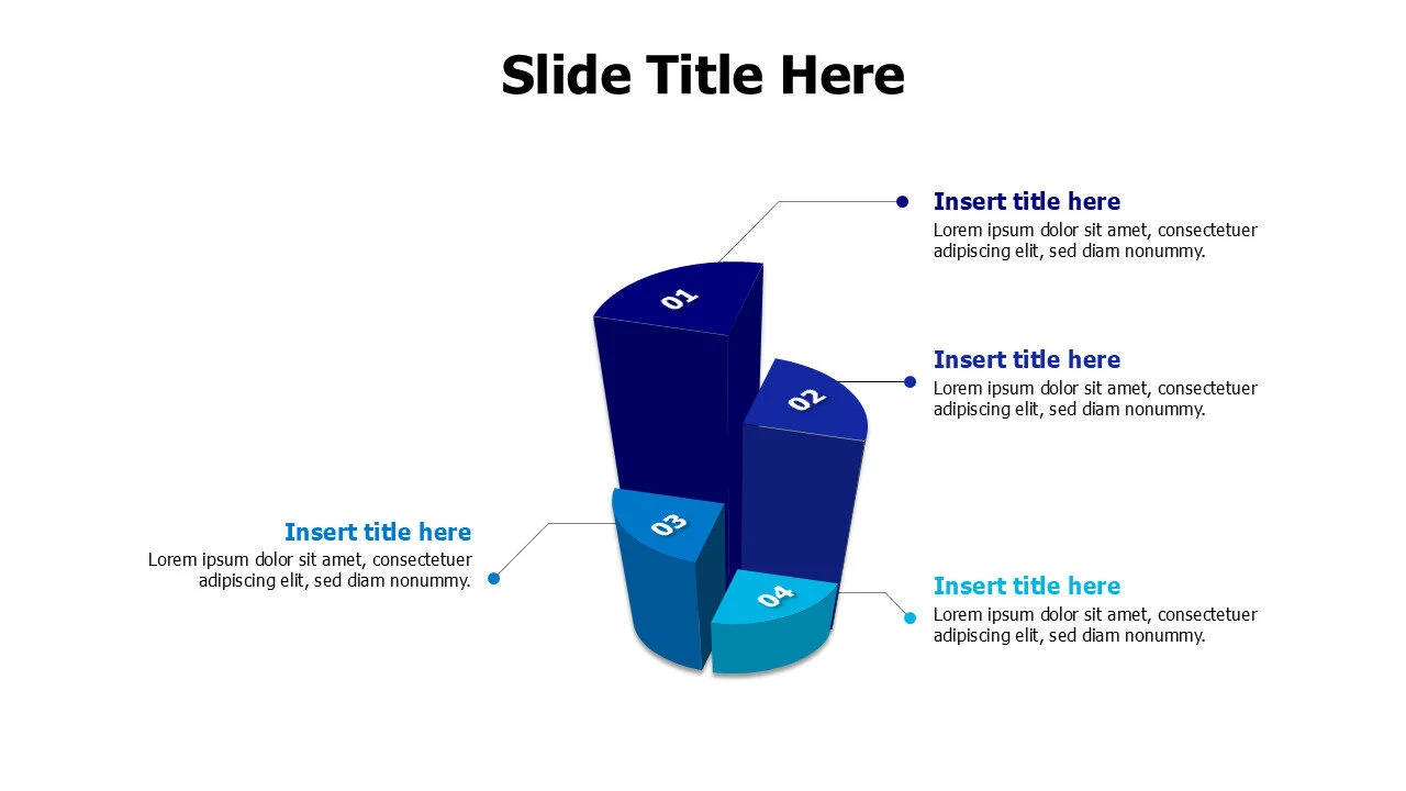 4 points divided cylinder to 4 quarters infographic