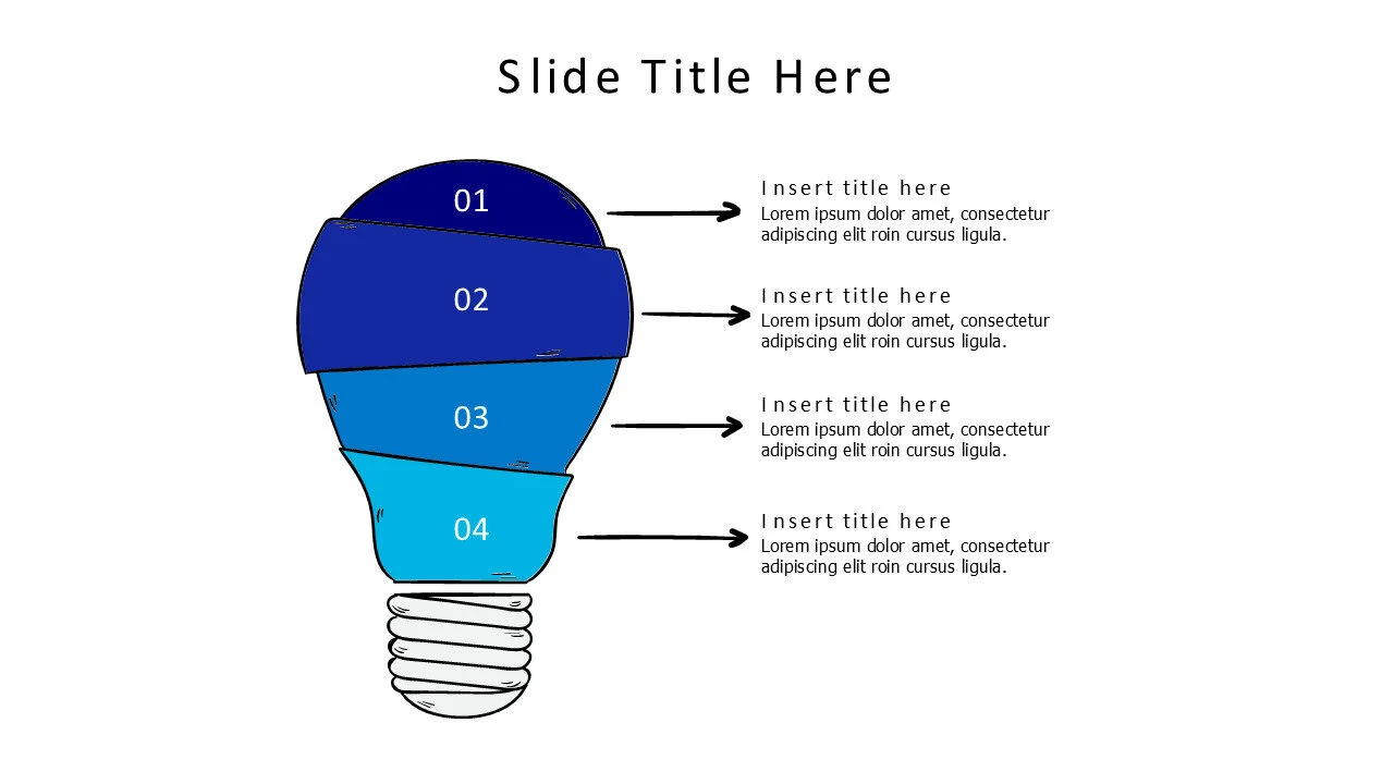 4 points divided doodle bulb infographic