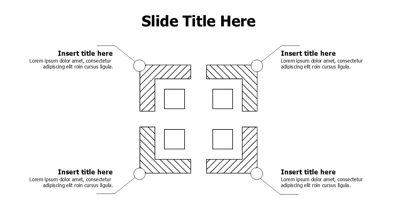 4 points divided doodle square infographic