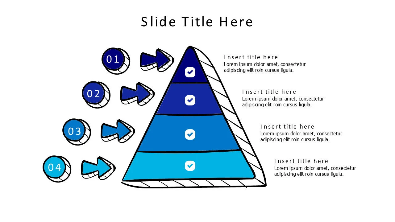 4 points divided doodle triangle with icons infographic