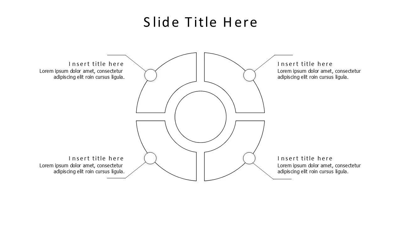 4 points divided outline circle infographic