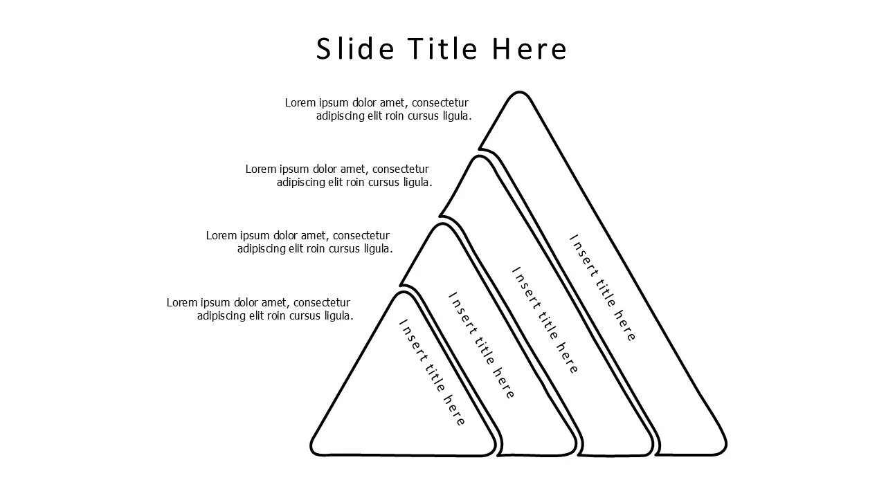 4 points divided outline curved corners pyramid infographic