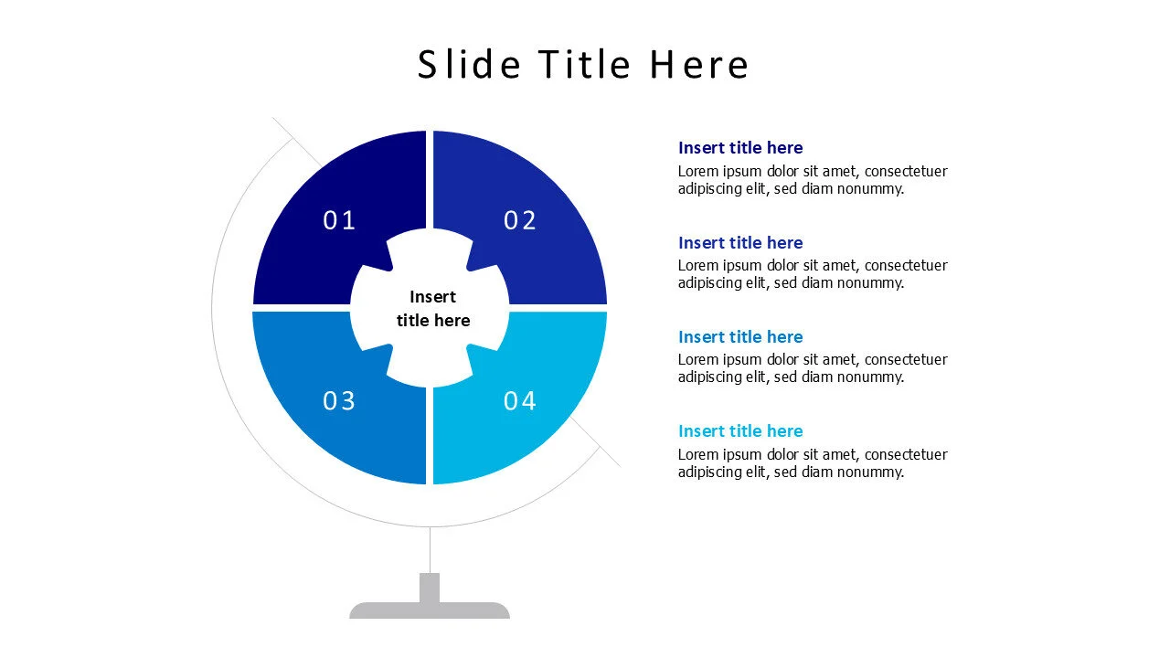 4 points divided rotating world globe infographic