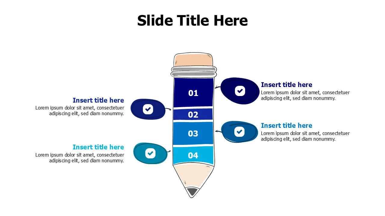 4 points divided scratchy bencil infographic