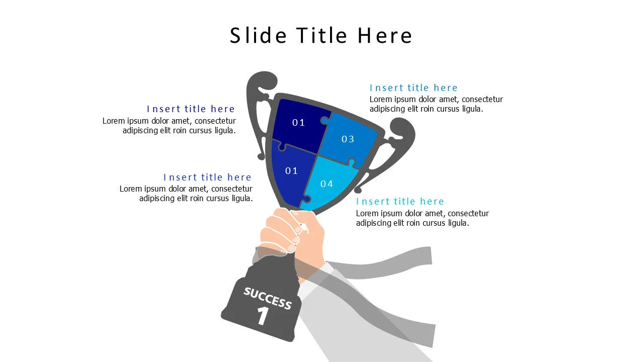 4 points divided winning cup puzzle infographic