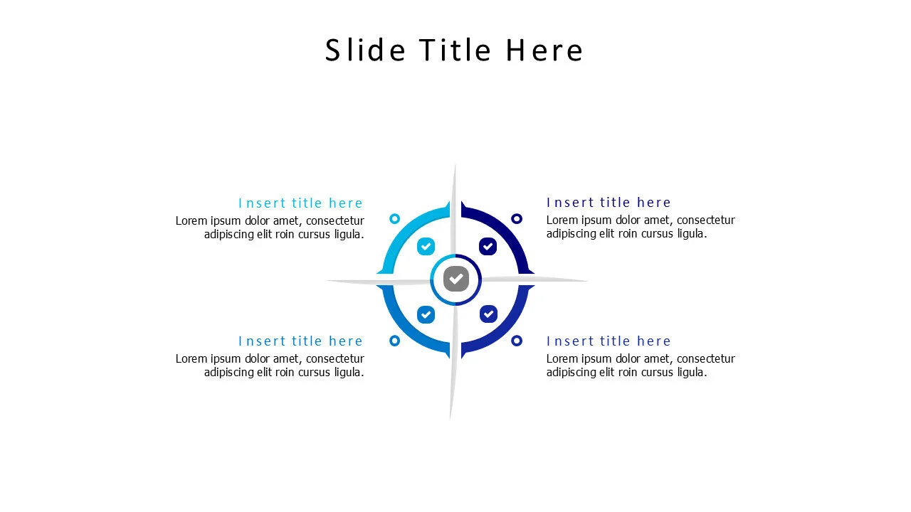 4 points divivded circle infographic with icons