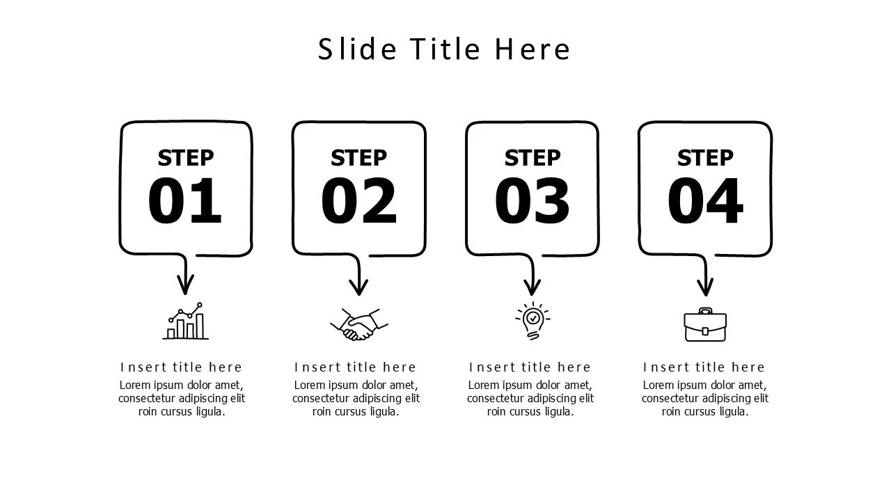4 points doodle blocks with big numbers infographic