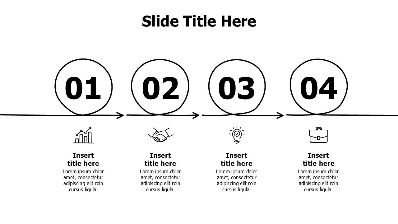 4 points doodle circles with numbers infographic