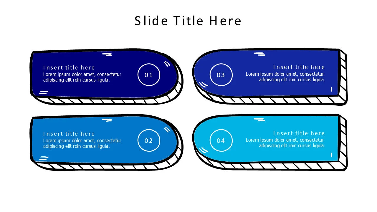 4 points doodle colored blocks with numbers infographic