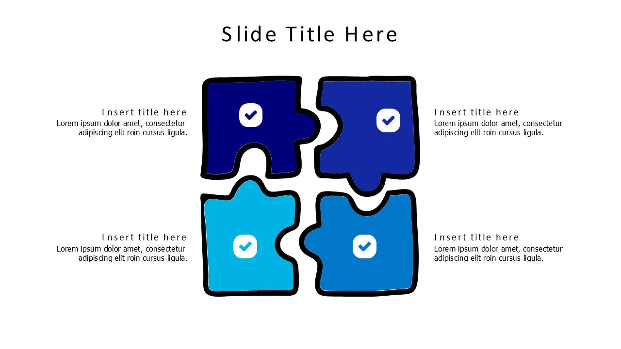 4 points doodle colored puzzle pieces infographic