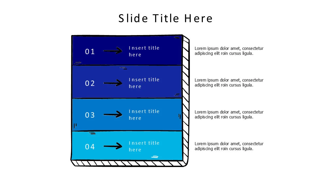 4 points doodle colored rectangles infographic