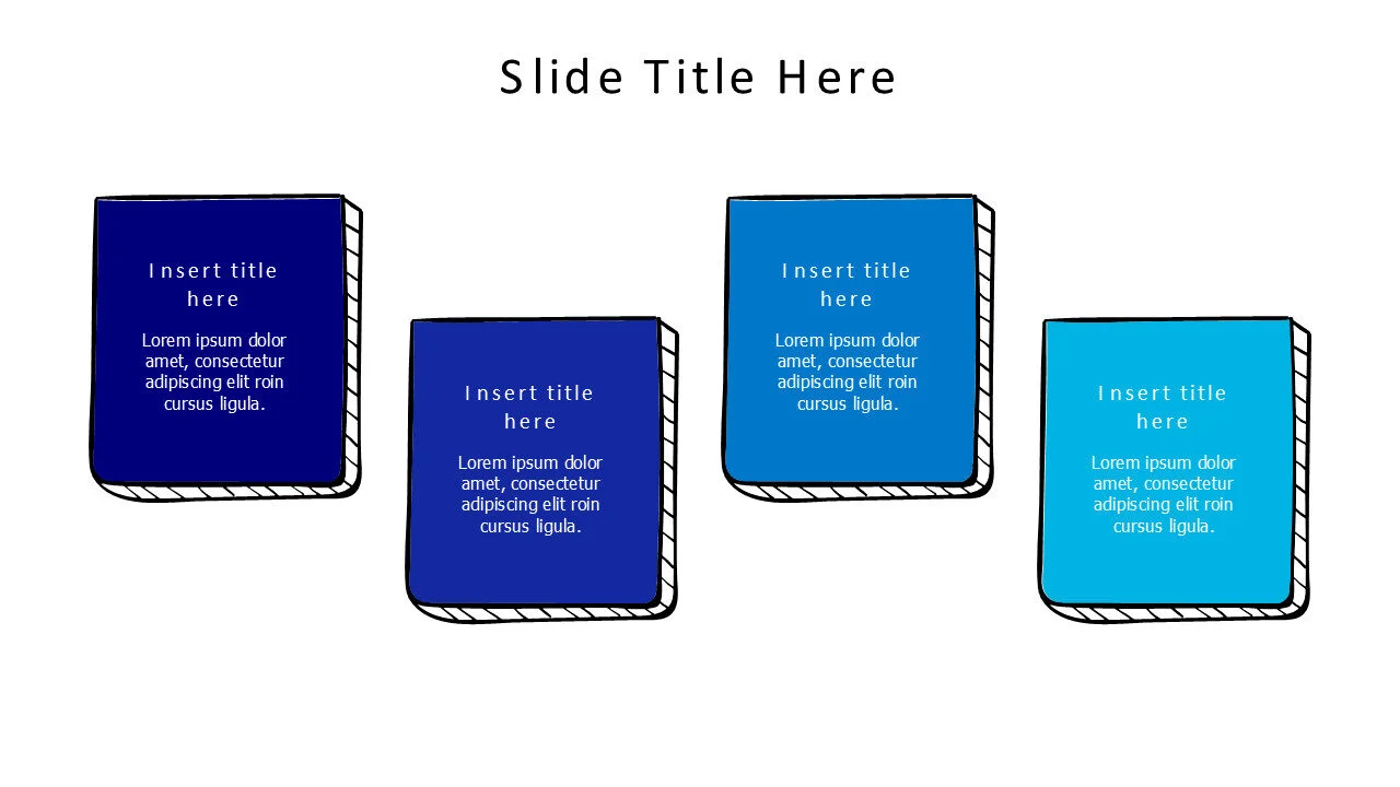 4 points doodle colored standing blocks infographic
