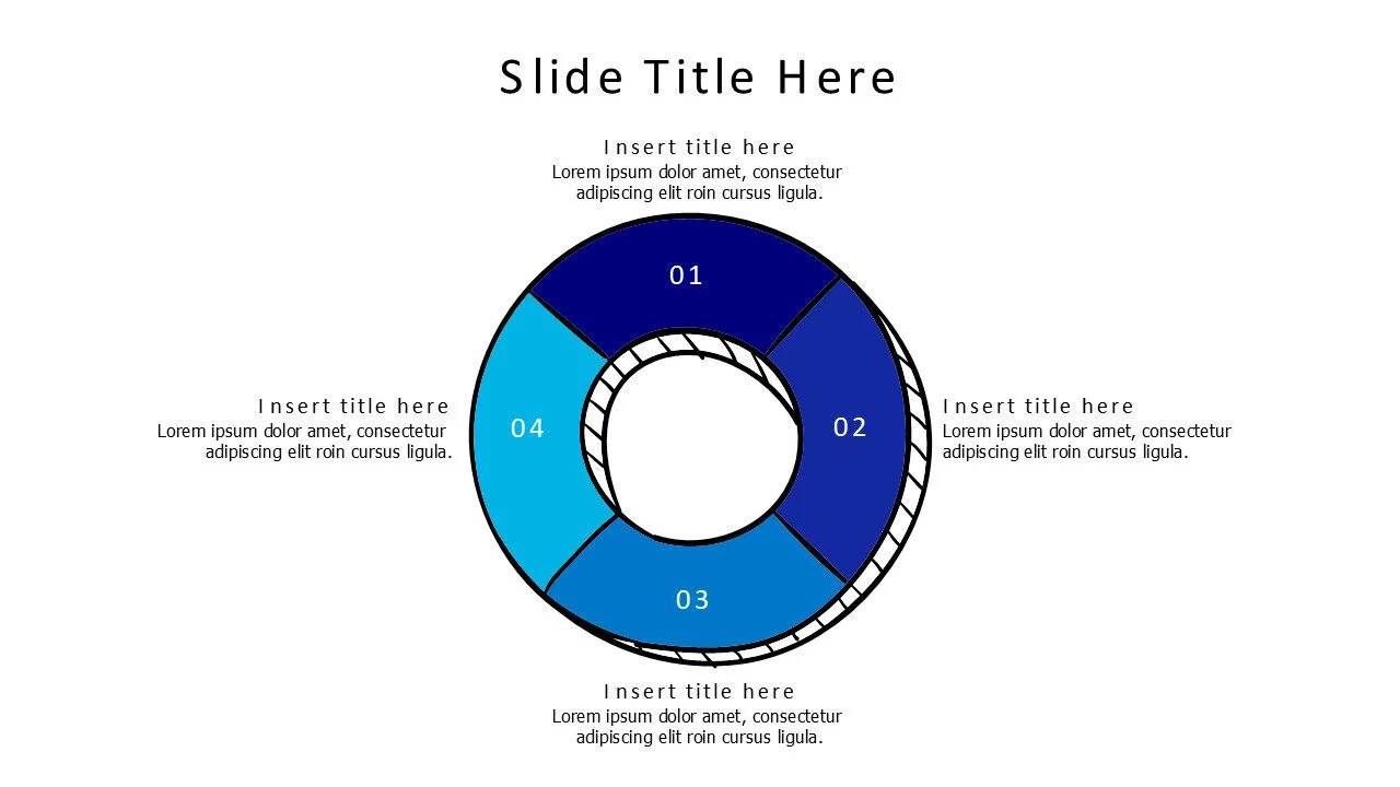 4 points doodle divided colored circle infographic