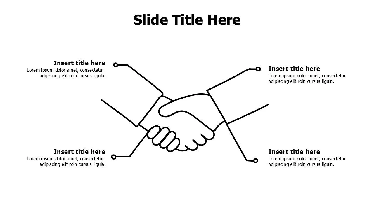 4 points doodle shaking hands infographic