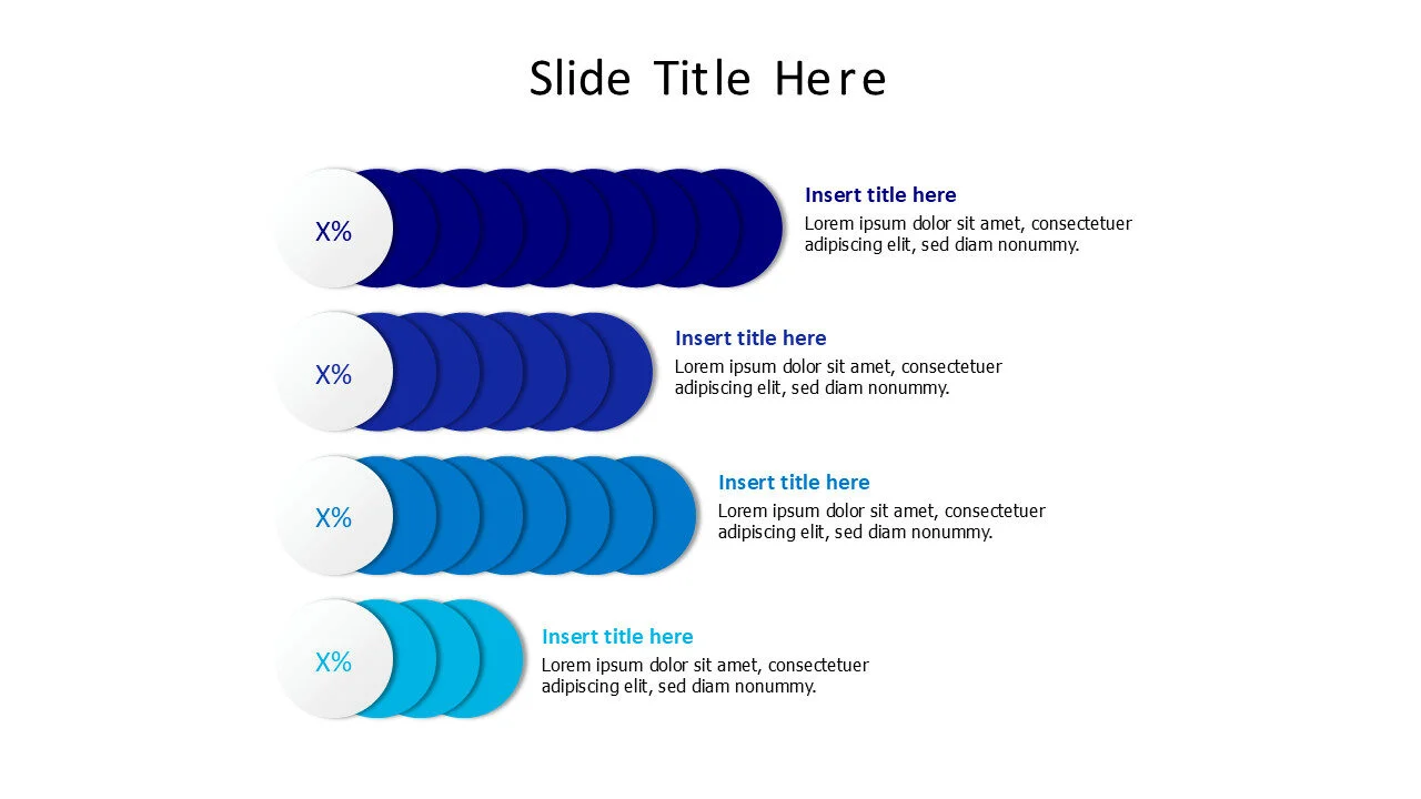4 points editable colored circles with percentage infographic