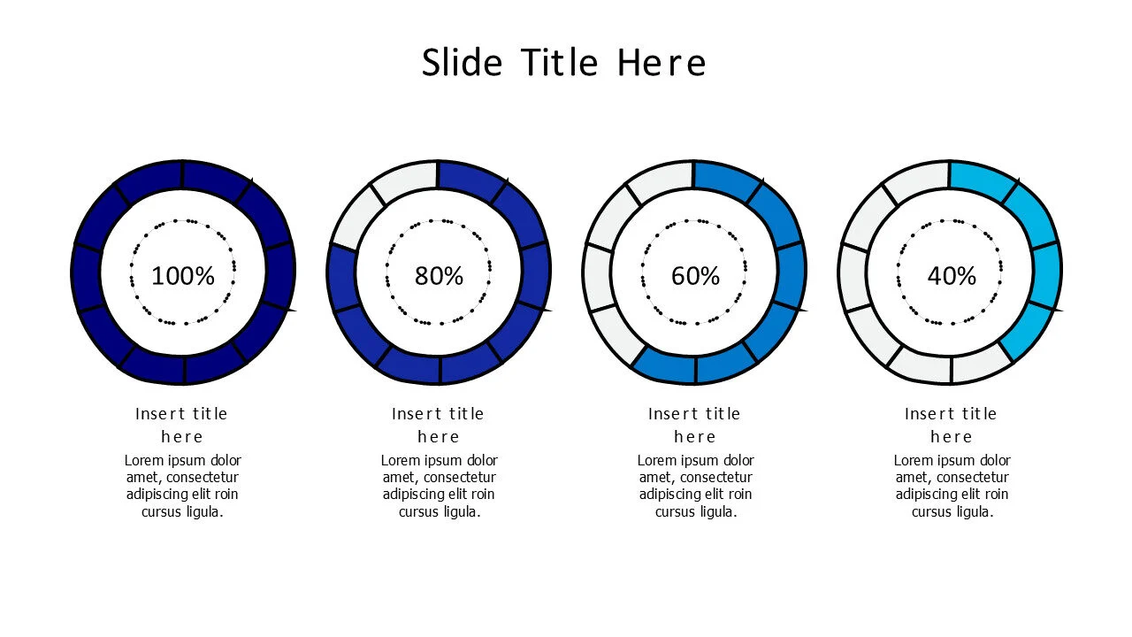 4 points editable divided pie chart infographic