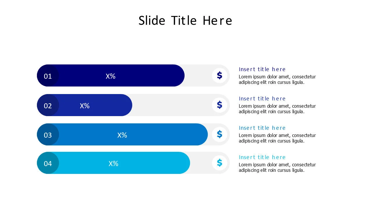 4 points editable stripes with dollar sign infographic