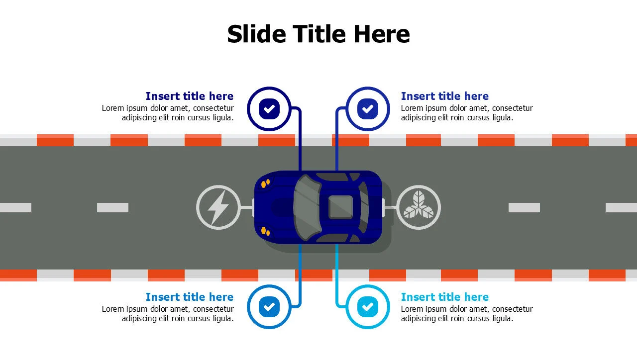 4 points electrical car infographic with icons