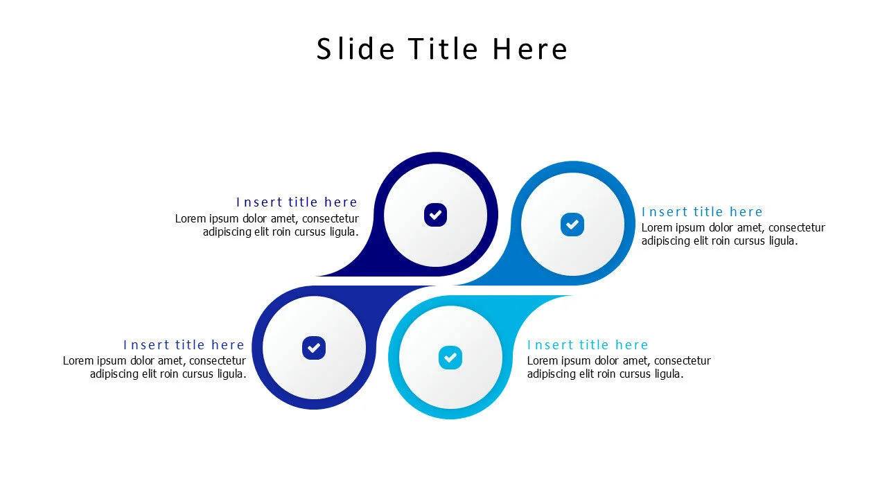 4 points filled colored circles infographic