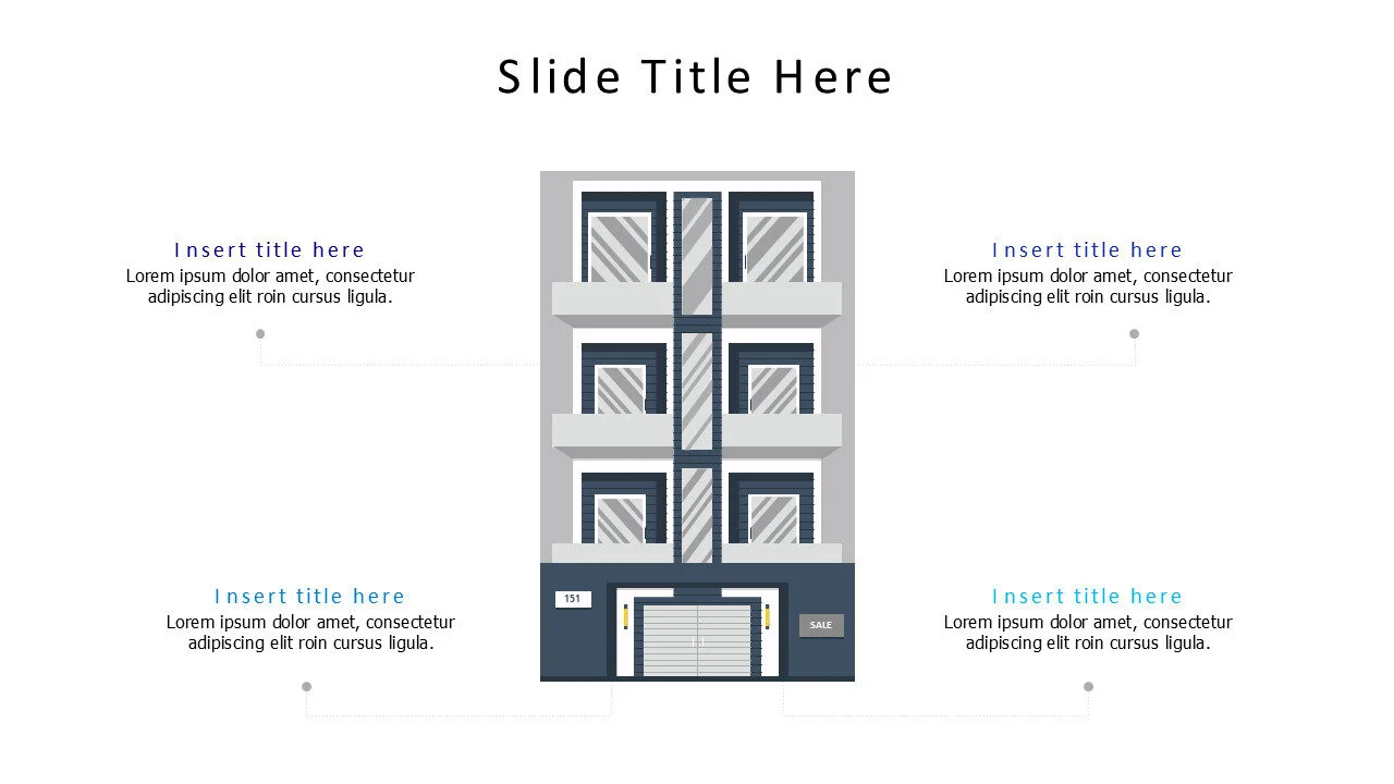 4 points flat building infographic