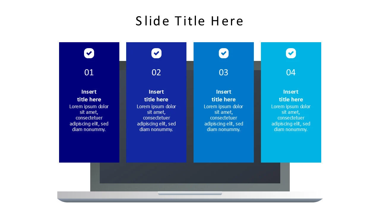4 points flat colored stripes from a laptop infographic