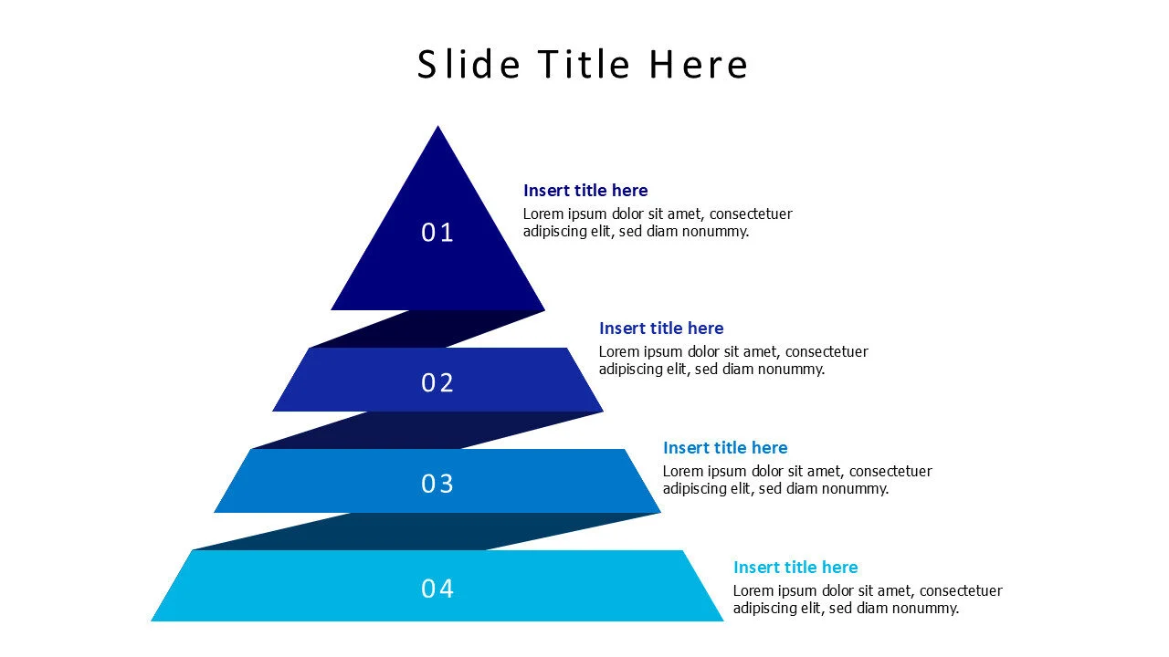 4 points flat divided pyramid infographic