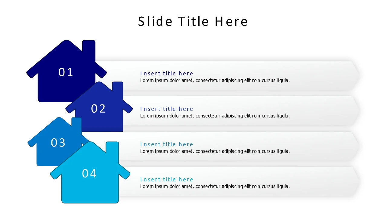 4 points flat homes with numbers infographic