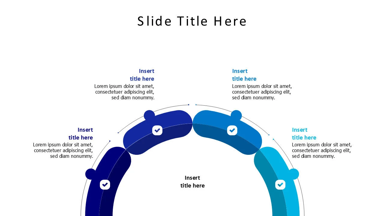 4 points half colored flat circle infographic with icons