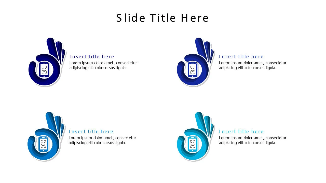 4 points hand and phone infographic