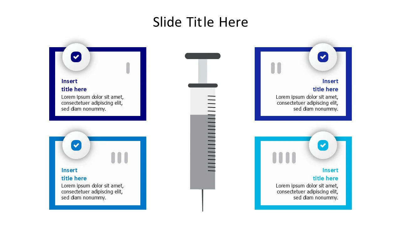 4 points injection with white boxes infographic