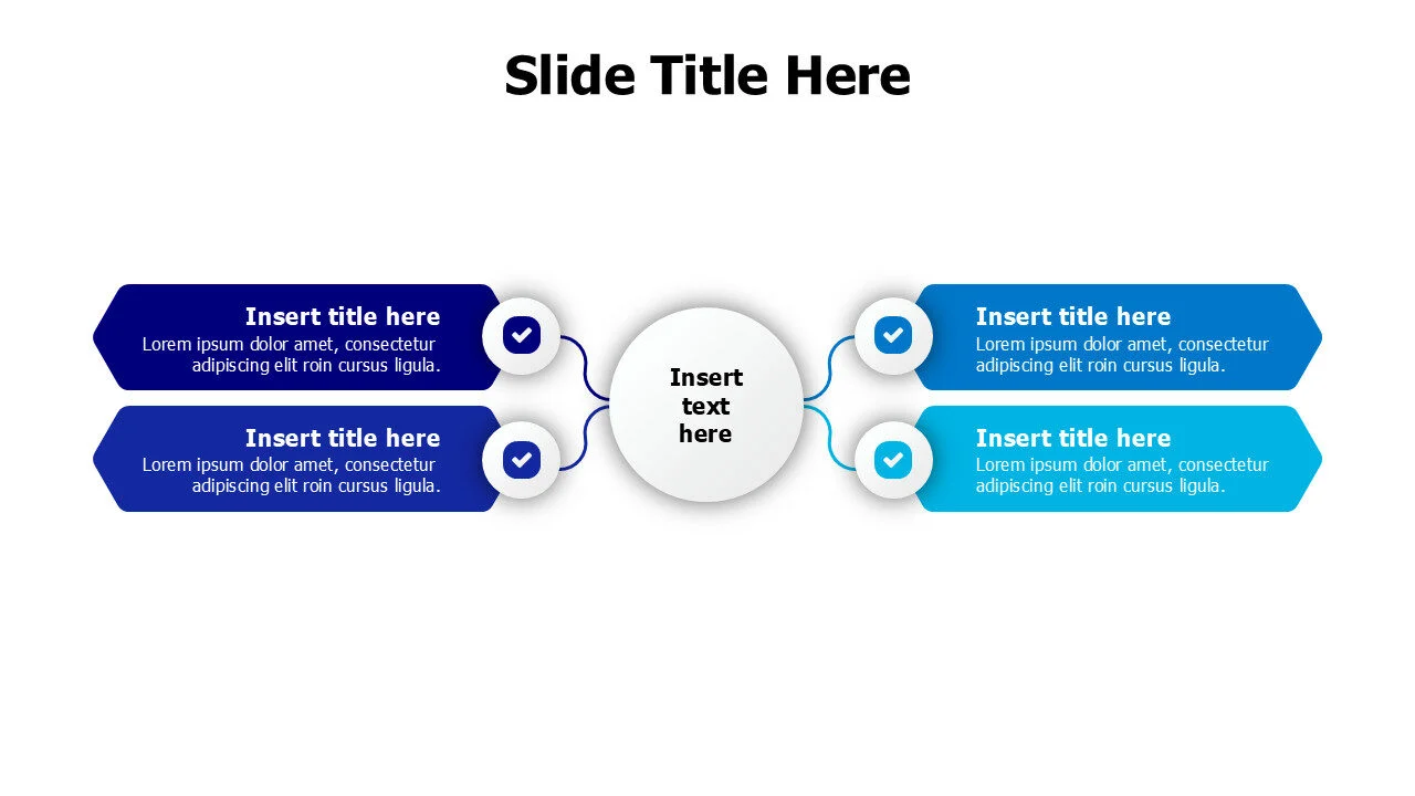 4 points lines from a circle branching infographic
