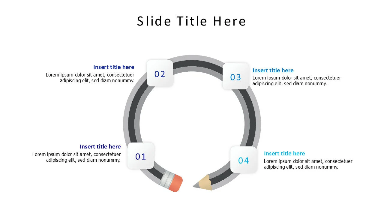4 points loop rounded bencil infographic
