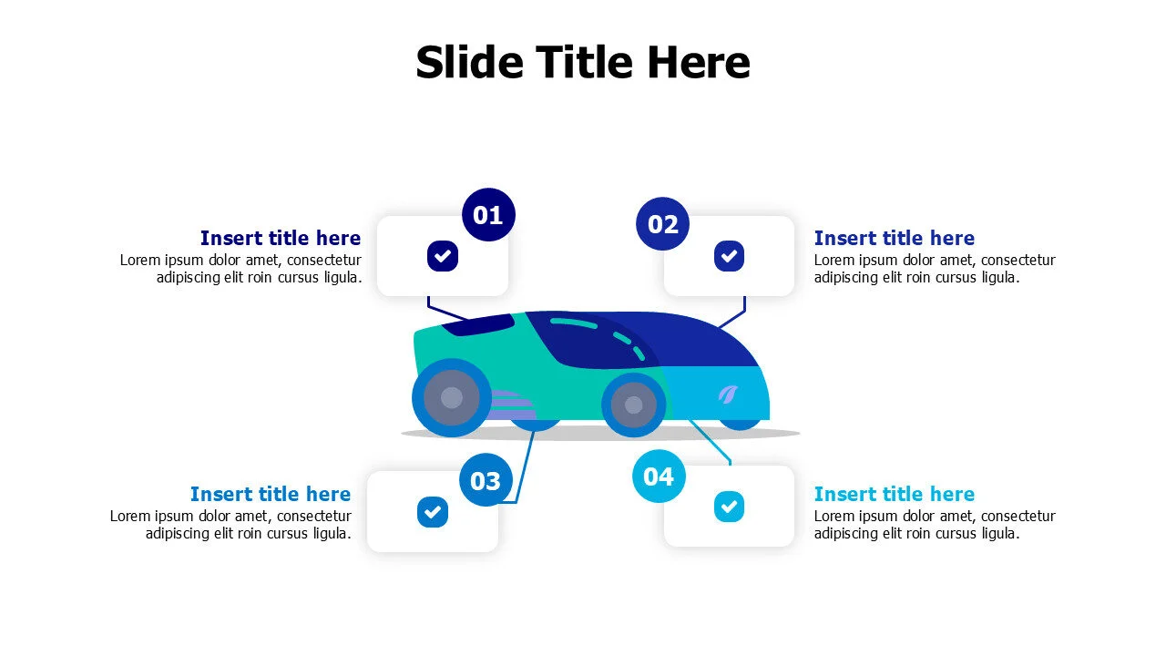 4 points modern colored car infographic