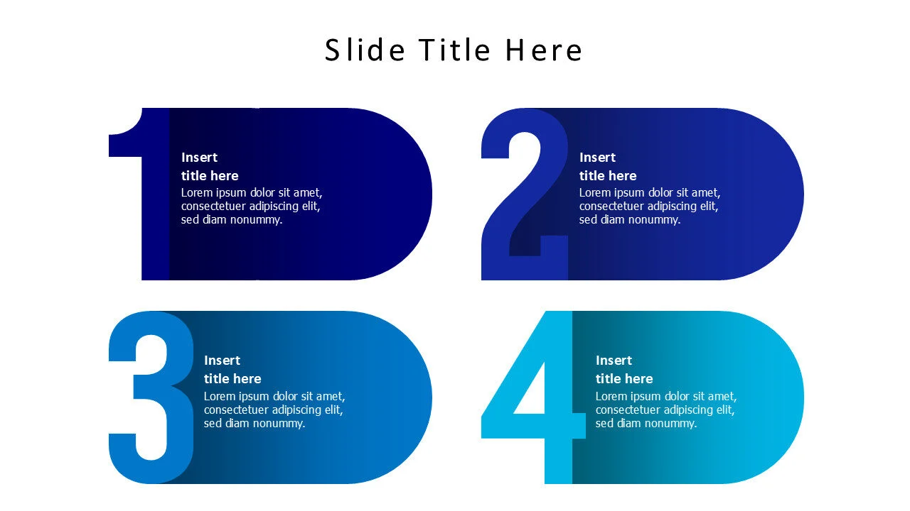 4 points numbering with shades infographic