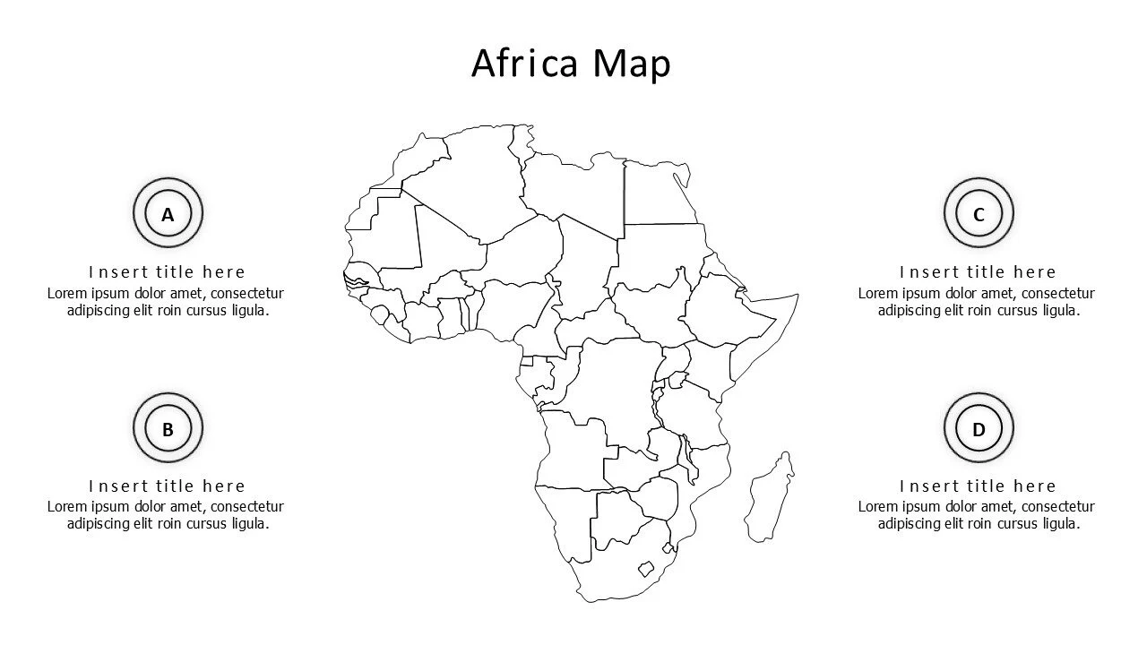 4 points outline Africa map infographic