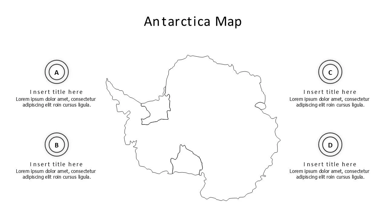4 points outline Antarctica map infographic